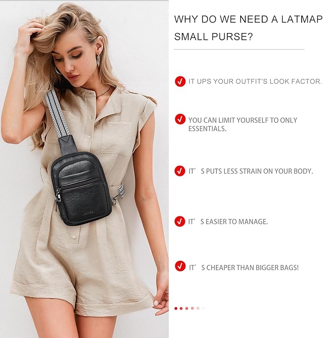 Sling Bag For Women Faux Leather Small Casual Daypack Backpack Fanny Pack Crossbody Chest Bags Purse