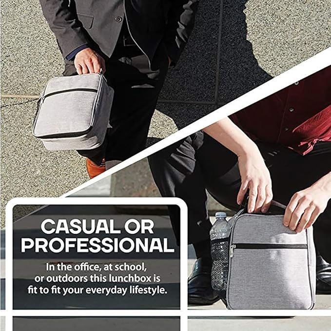Insulated Lunch Bag for Men and Women, Leakproof Lunch Box with Mesh Pockets for Work, Gym, Travel or Camping, Lightweight and Easy Clean