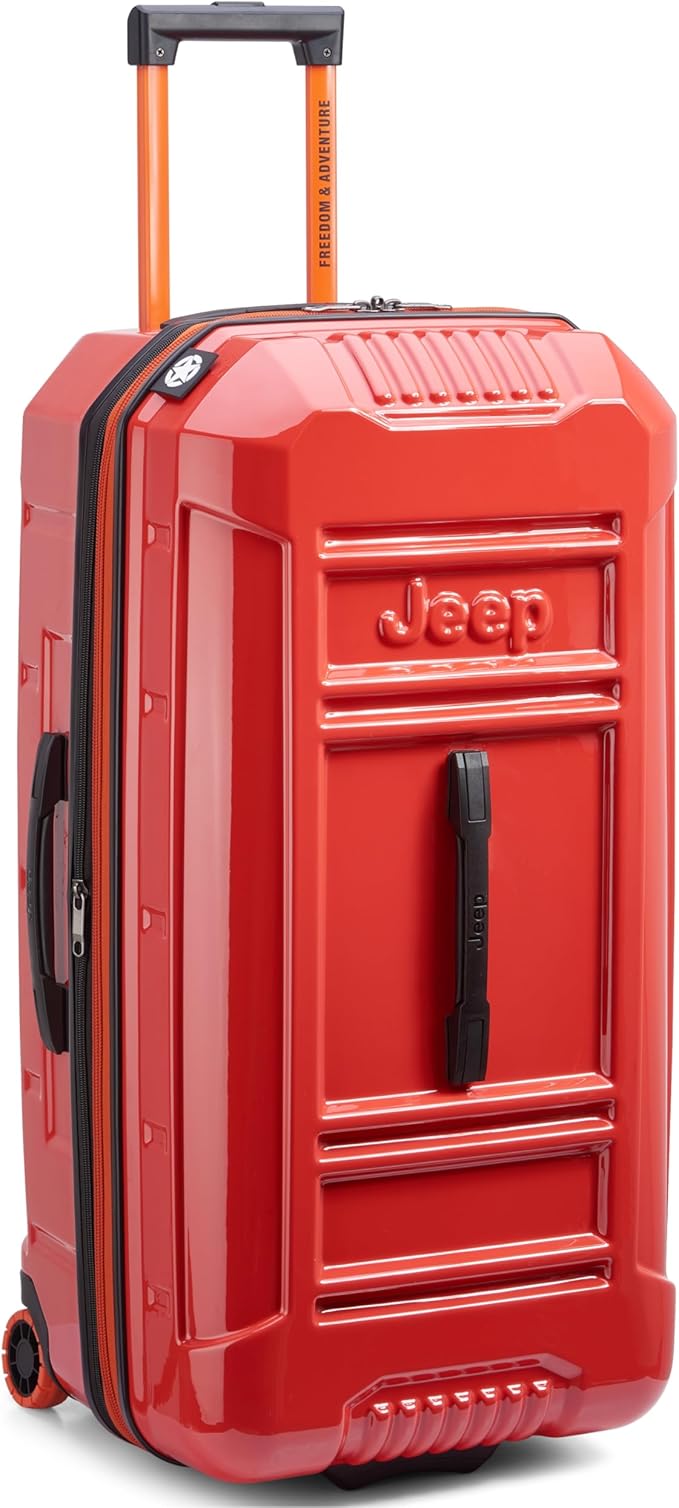 Jeep JH003B Hardside Expandable Luggage with Two Wheels, Tomato, Checked-Large 30 Inch