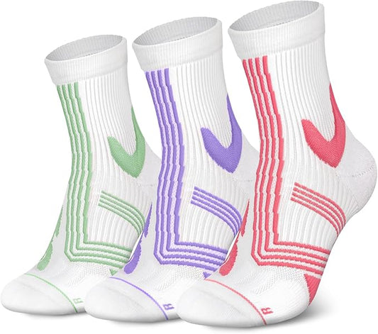 Hylaea Compression Running Socks for men, Coolmax Anti-Blister Cushion Crew Socks for Athletic, Moisture Wicking & Seamless