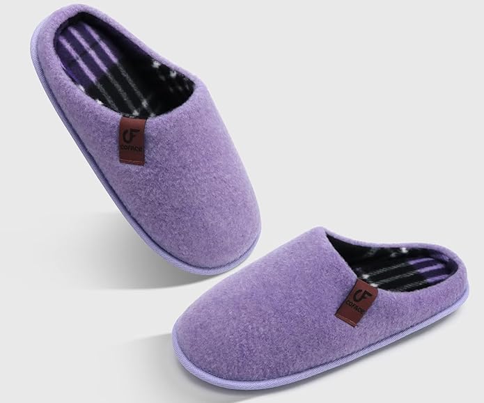 COFACE Unisex Mens Womens Cozy Memory Foam Scuff Slippers Casual Slip On Warm House Shoes Indoor/Outdoor Felt Sandal Slippers Size 4-15
