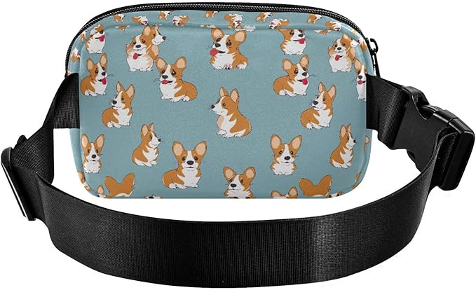 Kawaii Corgis Dog Fanny Pack for Women Men Water Resistant Fashion Waist Packs with Adjustable Strap Belt Bag for Travel Workout Jogging Hiking 21219315