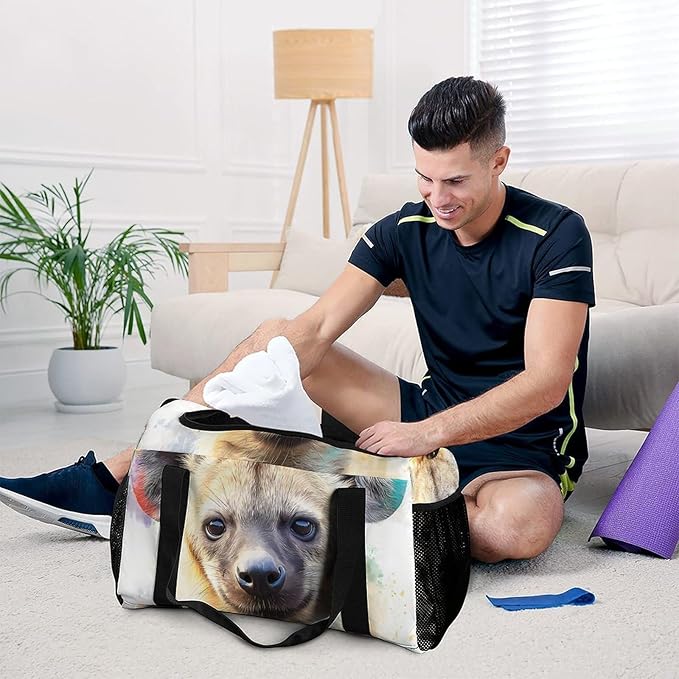 Hyena Dog Duffle Bag Gym Bag for Workout Travel Tote with Detachable Straps