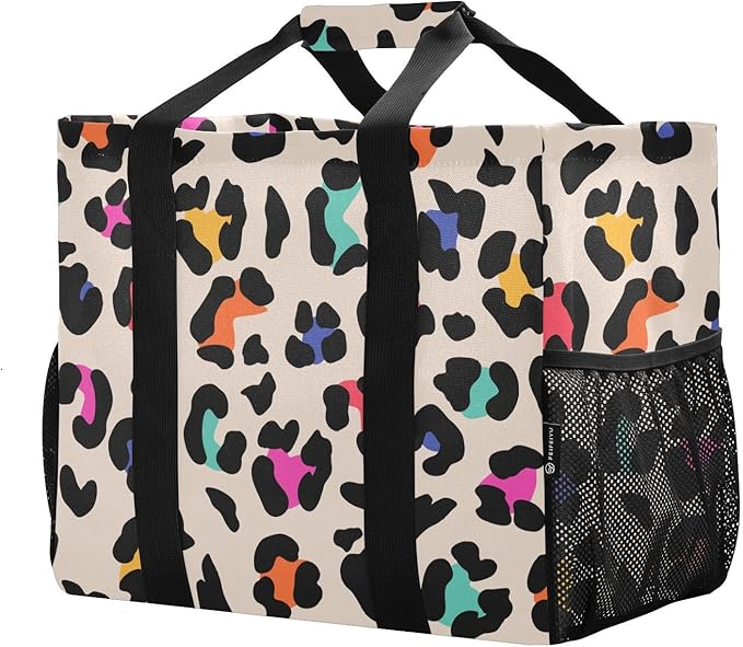 Bolaz Travel Tote Bag，Gym Bag for Men,Waterproof Beach Bag for Women Foldable Reusable-Brown Leopard Print