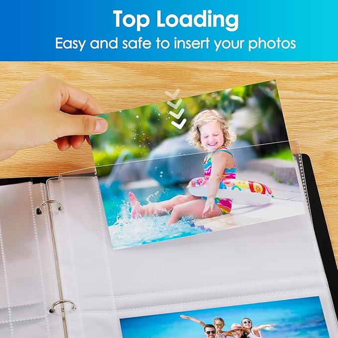 MaxGear 30 Pack 5x7 Photo Sleeves for 3 Ring Binder (120 Pictures), Heavy-Duty Archival Page Protectors, 2-Pocket Clear Photo Album Refill Pages, Plastic Seed Binder Pages 8.5x11, Acid-Free