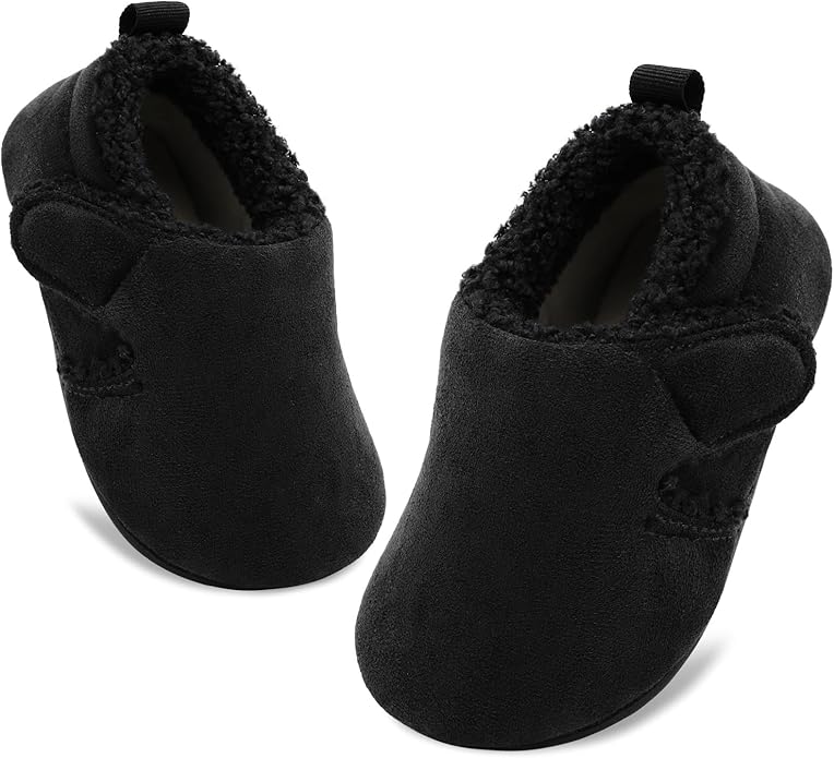 JOINFREE Toddler Slippers Boys Girls Adjustable House Shoes Barefoot Sock Shoes with Rubber Sole Baby Comfort Warm Indoor Outdoor Walking Shoe