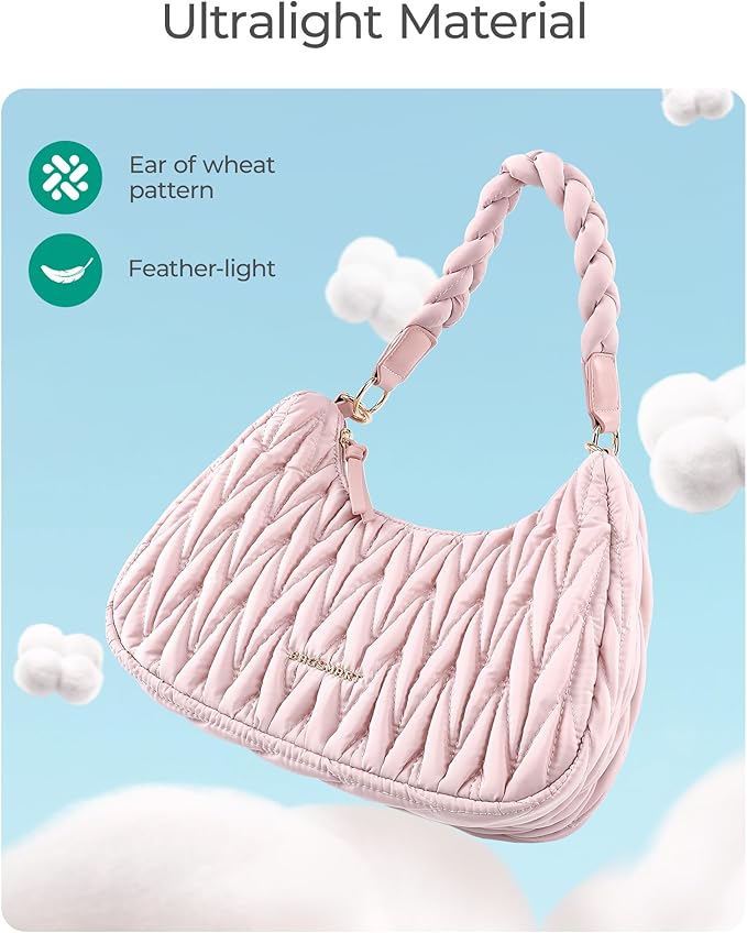 BAGSMART Lightweight Crossbody Bags for Women, Quilted Puffer Shoulder HandBags with Adjustable Strap for Travel