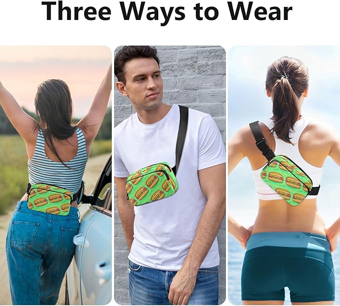 Funny Hot Dog Fanny Pack for Women Men Water Resistant Fashion Waist Packs with Adjustable Strap Belt Bag for Travel Workout Jogging Hiking 21220327