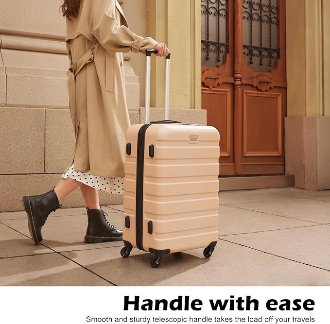 Coolife Luggage 3 Piece Set Suitcase Spinner Hardshell Lightweight TSA Lock (yellow,20/24/28)