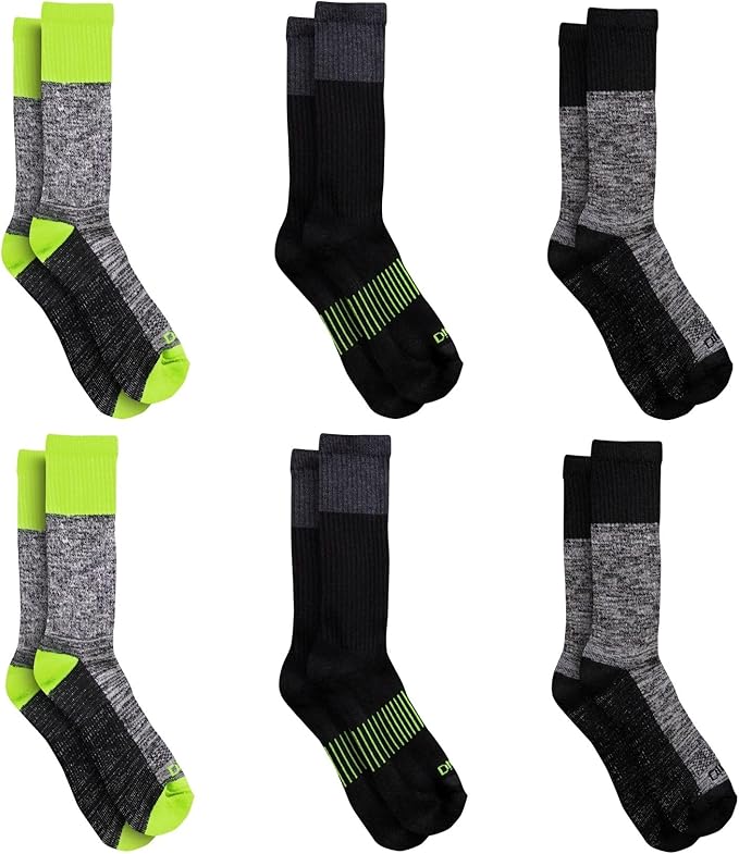 Dickies Men's Dri-Tech Original Moisture Control Crew Socks, Available in M-XXL (6, 12, 18 Pairs)