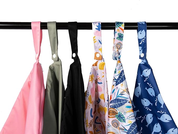 Wet Dry Bag Reusable Waterproof Swimming Bag Travel Beach Pool Yoga Gym Bag for Baby Cloth Diaper Swimsuits Wet Clothes Two Zipper Pockets 3 Pack Floral 3L09