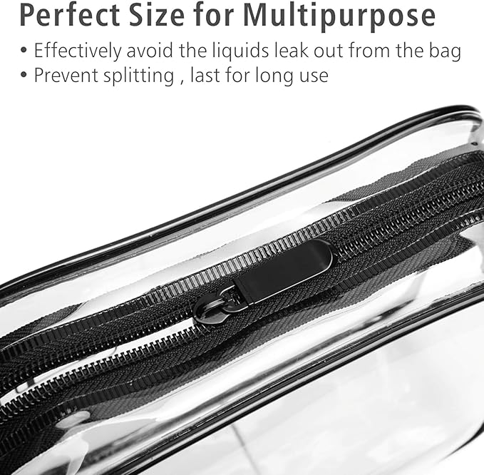 PACKISM TSA Approved Toiletry Bag 3 Medium - Quart Size Clear Makeup Bag for Carry On, Airport Security Compliant Clear Travel bag for Toiletries with Reinforced Seams, Black White Grey