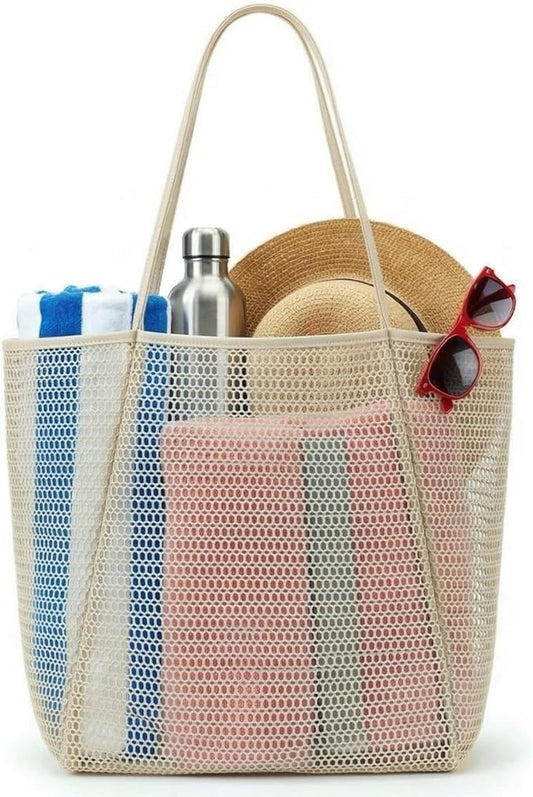 Rave Envy Beach Tote Bag for Women – Waterproof Mesh Tote Bag, Large Capacity Sandproof Beach Bags for Travel