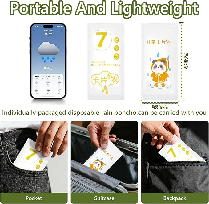 Disposable Rain Ponchos - Rain Poncho Waterproof Clear Raincoat With Hood Rain Jacket for Women and Men, Camping, Travel