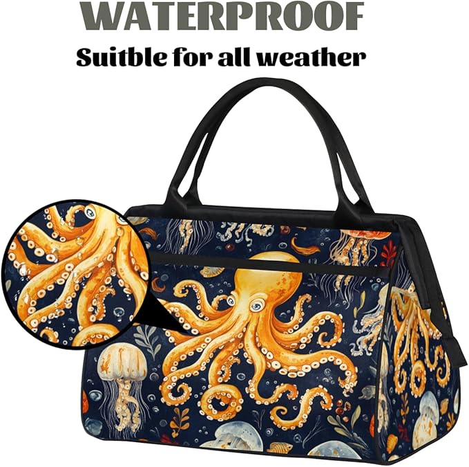 Octopus Overnight Weekender Bag for Women Men Travel Duffel Bags Waterproof Luggage Carry on Sports Yoga Gym Bag