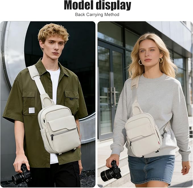 Cwatcun Camera Bag Crossbody Shoulder Messenger Camera Case, Lightweight DSLR/SLR/Mirrorless Photography Bag with Tripod Holder and Rain Cover for Canon, Nikon, Sony, Fuji Cameras, Lens Accessories