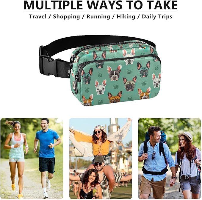 Kawaii French Bulldog Fanny Pack for Women Men Water Resistant Fashion Waist Packs with Adjustable Strap Belt Bag for Travel Workout Jogging Hiking 21219312