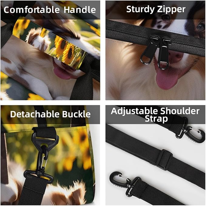 Travel Duffle Bag, Puppies By Sunflowers Waterproof Weekender Overnight Bags for Women Men Lightweight Carry on Duffle Gym Bag for Travel, Sports, Fitness, Workout