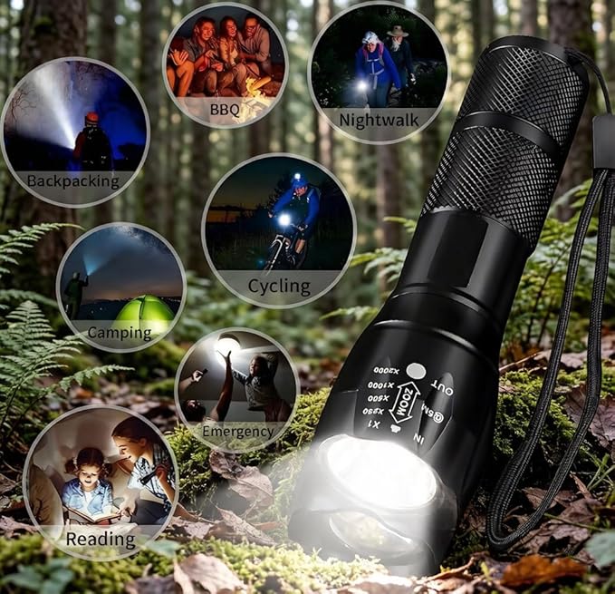 LED Flashlights 10 Pack, Bright Tactical Flashlight High Lumens with 5 Modes, Waterproof Zoomable Flash Light, Portable Torch for Camping Hiking Outdoor Home Emergency