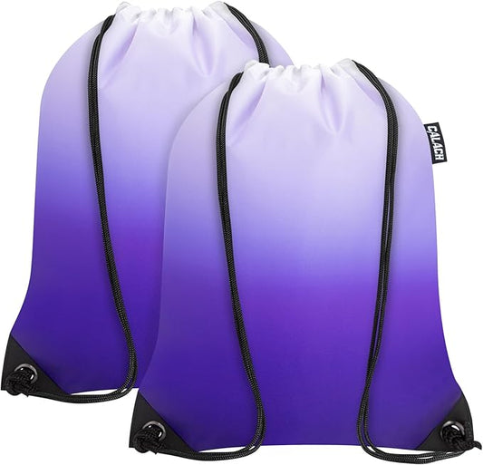 2PCS Drawstring Bags Bulk, String Backpack for Men Women, Cinch Bag Draw String Back Bag for Gym, Sports, Travel, Swimming, Beach, Gradient purple