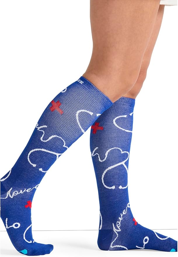 Cherokee Women's 10-15mmHg Compression Socks – Fun Print Knee Highs with Light Support, Soft Feel - PRINTSUPPORT