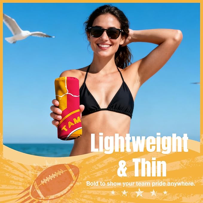 2 Pack Football Fan Thin Lightweight Microfiber Beach Towel Themed Oversized Towels Men Women Buccaneers Team Dad Husband Guy Him Birthday Valentines Gag Funny Personalized Unique Gift