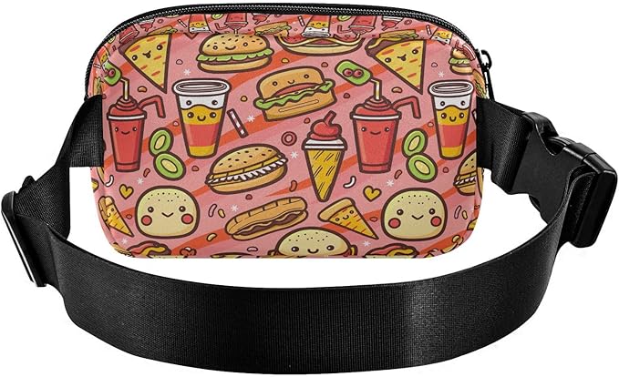 Kawaii Hamburger Fanny Pack for Women Men Water Resistant Fashion Waist Packs with Adjustable Strap Belt Bag for Travel Workout Jogging Hiking 21220310