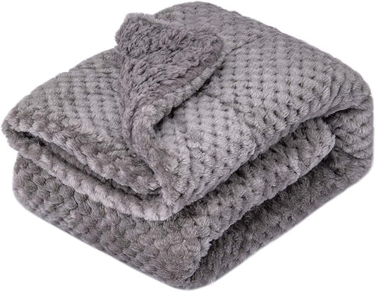 Fuzzy Sherpa Reversible Blanket for Baby, Soft Warm Cozy Coral Fleece Toddler, Infant or Newborn Reversible Blanket for Crib, Stroller, Travel, 30”×40”, Flint Gray