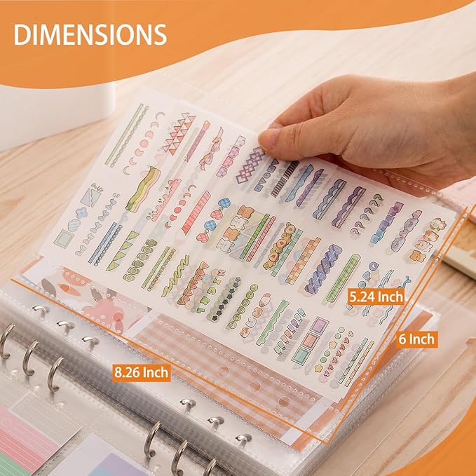 30pcs Pocket Sleeves for A5 6 Ring Binder, 1-Pocket Sheets Inserts Refill Pages for Kpop photocard, Savings Challenges, Sticker Collecting Album Binder (100 Micron Thickness per Layer)