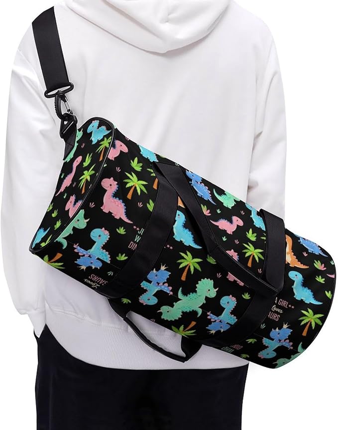 Workout Lightweight Duffel Bags Just A Girl Who Loves Cartoon Dinosaurs Basketball Football Weekender Bag Foldable Gym Travel Bags for Men Women