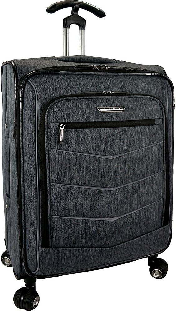 Traveler's Choice Silverwood Softside T-Cruiser Expandable Spinner Luggage, Gray, Checked-Medium 26-Inch
