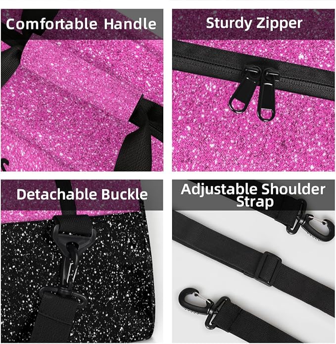 Personalized Pink Cheer Bag for Cheerleaders, Custom Sport Gym Bag Dance Bag Travel Duffle Bag Cheerleading Gifts for Women