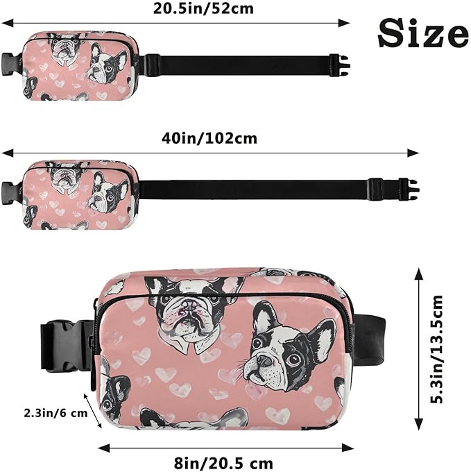 Kawaii French Bulldog Fanny Pack for Women Men Water Resistant Fashion Waist Packs with Adjustable Strap Belt Bag for Travel Workout Jogging Hiking 21219030