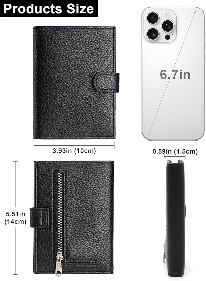 Long Keeper RFID Passport Holder Women Men PU Leather Travel Slim Wallet with Card Holders SIM Slots Zippered Coins Pocket (Pink)
