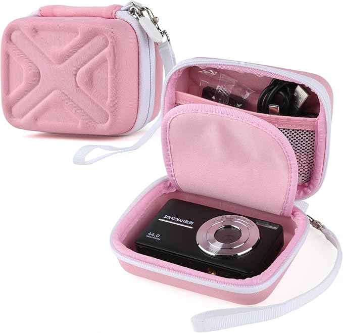 Digital Camera Case for AbergBest 21 Mega Pixels 2.7" LCD Rechargeable HD/Kodak Pixpro/Canon PowerShot ELPH 180/190/Sony DSCW800/DSCW830 Cameras, Travel Carrying Protective Case for Camera- Pink