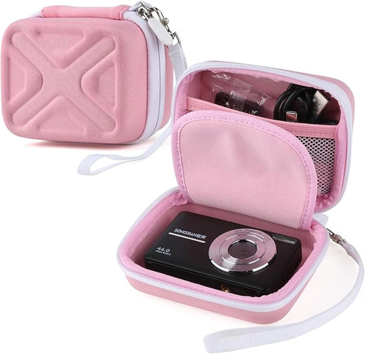 Digital Camera Case for AbergBest 21 Mega Pixels 2.7" LCD Rechargeable HD/Kodak Pixpro/Canon PowerShot ELPH 180/190/Sony DSCW800/DSCW830 Cameras, Travel Carrying Protective Case for Camera- Pink