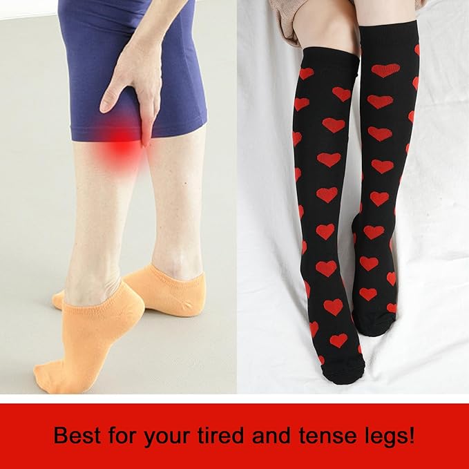 Junely Compression Socks for Women Knee High Socks for Running Nurses Pregnant Women Work Support Travel Flight Sports