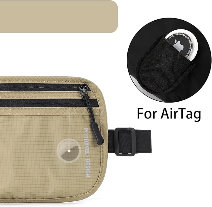 Travel Passport Holder - RFID Blocking Travel Pouch Money Belt Airtag Passport Wallet for Men, Women