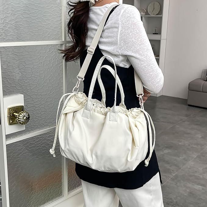 Stylish Crinkled Nylon Handbag with Adjustable Comfortable Strap and Spacious Interior Shoulder Bag for Work or Gym Use Bag