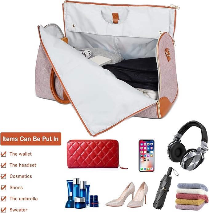 Convertible Garment Bag with Shoulder Strap, Carry on Garment Duffel Bag for Men Women,Waterproof & Wrinkle-Free Suit Carrier for Business Trips & Weekend Getaways, Foldable & Lightweight