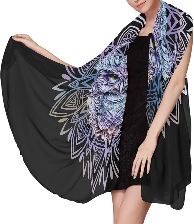 Mandala Owl Pattern Print Beach Towel for Women Wen, Quick Dry, Sand Free - Absorbent Compact, Lightweight Beach Bathing Towels for Swimming Pool Camping Small (168x112cm, 66x44IN)