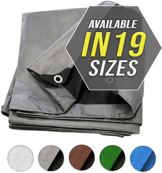 Tarp Cover 10X12 Silver/Black Heavy Duty Thick Material, Waterproof, Great for Tarpaulin Canopy Tent, Boat, RV or Pool Cover! by Trademark Supplies