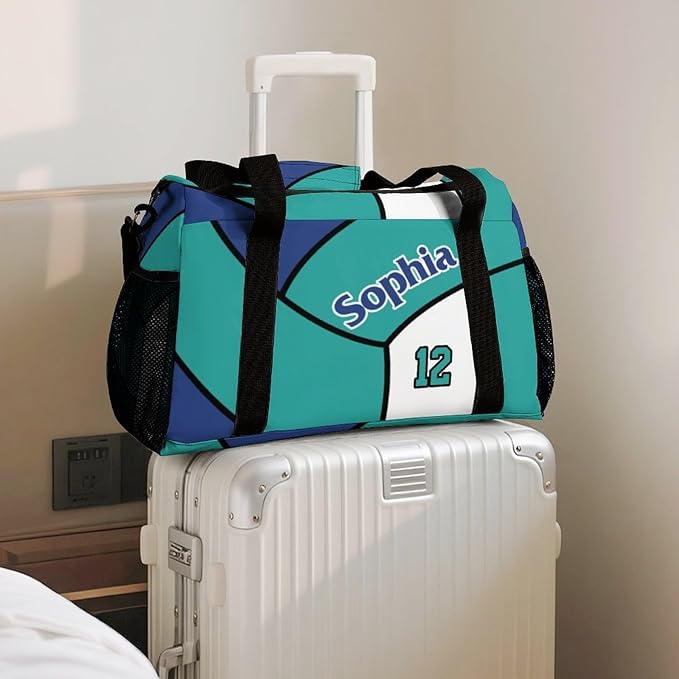 Custom Volleyball Print Duffel Bag with Name Personalized Travel Bags Sport Gym Bag Carry On Weekender Bags for Men Women