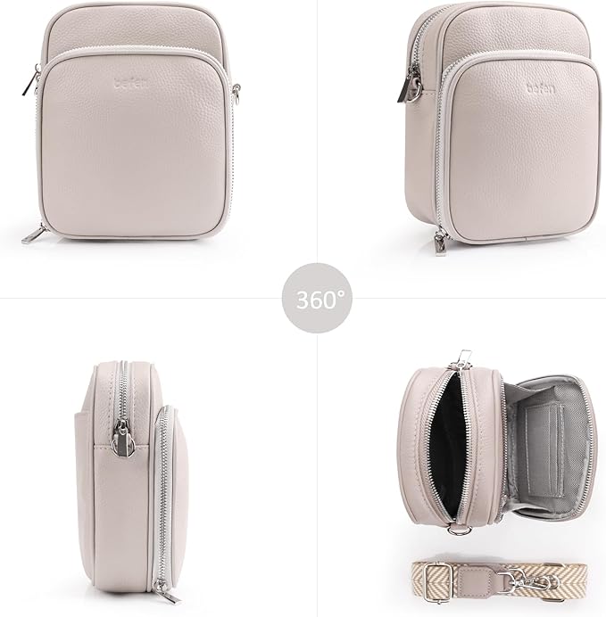 befen Genuine Leather Small Crossbody Bags for Women Cross Body Bag Purses Cell Phone Purse for Travel with RFID Card Slots