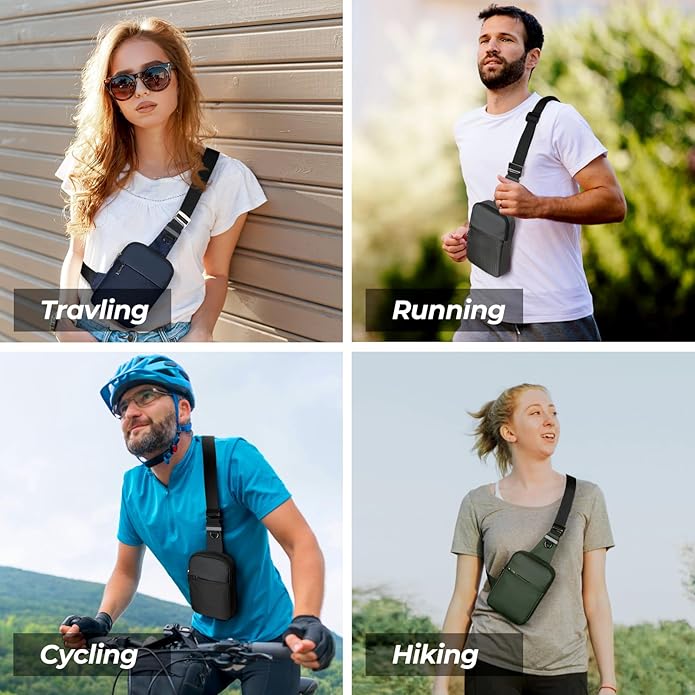 BROADREAM Mini Sling Bag for Men Women Small Crossbody Backpack Shoulder Bags with RFID & Waterproof for Hiking Trave Running