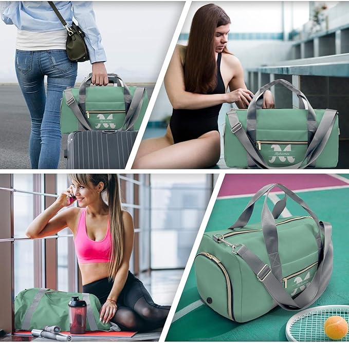 Personalized Tactical Gym Bag For Men，Custom Travel Duffel Bag with Name，Sports Workout Travel Bag with Shoes Compartment-Green letter