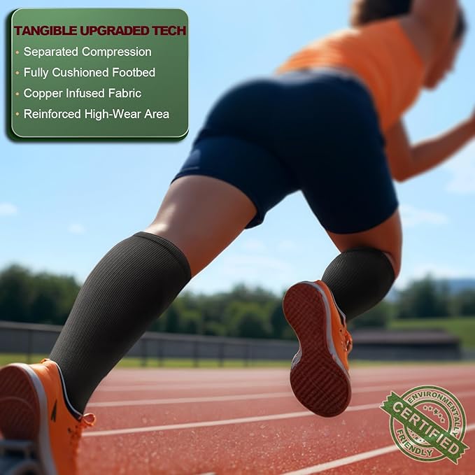 BULLIANT Compression Socks 3Pairs-15-20mmHg Circulation Support Men Women Hiking Sports Recovery-Upgraded Wicking Tech