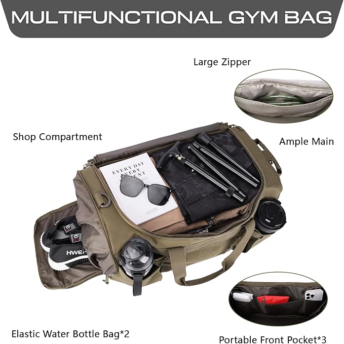 Greencity Gym Bag Duffel Bag with Shoe Compartment for Men Sports Duffels Bag Fitness(OD.Green)