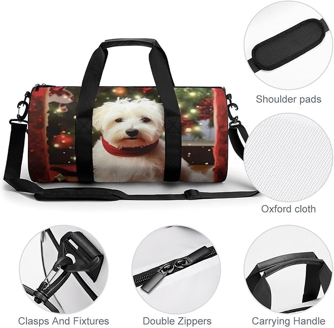 Sports Gym Bag for Women Men Travel Duffel Bag Tote Weekender Bag Christmas Dog Carry on Overnight Bag for Travel Swimming Fitness Workout Sports Duffle Bag