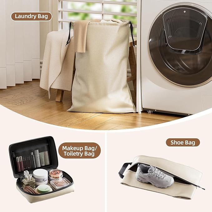 Compression Packing Cubes for Travel,6-Piece Travel Luggage Organizers with Breathable Mesh, Storage Bags for Clothes, Essential Travel Accessories, Beige